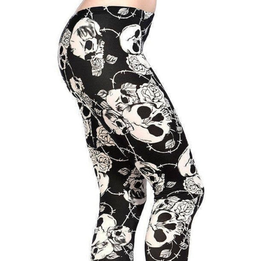 Banned Alternative Skull Roses Leggings